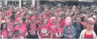  ??  ?? Pictured are runners warming up before last year’s Race for Life in Market Place, Loughborou­gh.