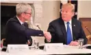  ?? Photograph: UPI/Barcroft Images ?? Apple CEO Tim Cook and President Donald Trump at the White House in March.