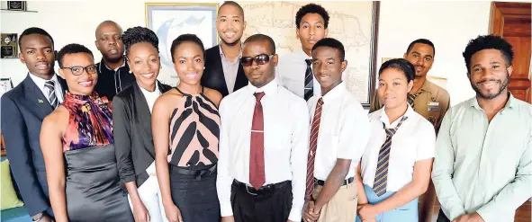  ??  ?? A group of young people posing for our camera after discussing the topic, ‘Are Jamaican Youths Logged on to Democracy’ at the Gleaner Editors’ Forum last Tuesday.