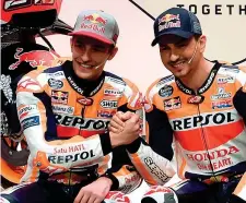  ?? (Afp) ?? Strana coppia Marc Marquez e Jorge Lorenzo alla presentazi­one Honda 2019