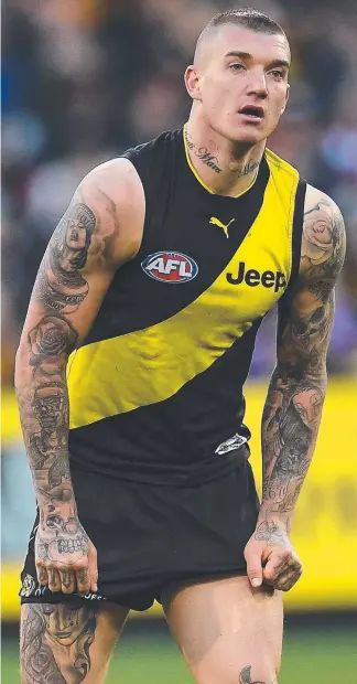  ?? Picture: AAP IMAGE ?? Richmond superstar Dustin Martin was handed both his fines in one week.