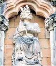  ??  ?? h The statue of King Offa on the west front of Lichfield Cathedral, Staffordsh­ire