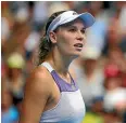  ??  ?? Caroline Wozniacki wiped away tears after her Australian Open exit yesterday.