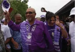  ?? FOTO AFP ?? Desi Bouterse tijdens de verkiezing­scampagne in 2015.