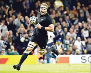  ?? AFP ?? Kieran Read scores New Zealand’s seventh try during the quarter final of the Rugby World Cup against France at the Millennium Stadium in Cardiff on October 17, 2015.