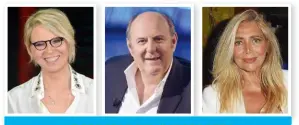  ??  ?? LE TRE STAR DEL SABATO SERA Da sinistra, Maria De Filippi, 54, che produrrà il programma della Ventura, Gerry Scotti, 60, giudice a Tú sí que vales, e Mara Venier, 66, moglie di Nicola Carraro, padre di Gerò, attuale compagno della Ventura.