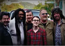  ?? SUBMITTED PHOTO ?? Kid Reviewer Rodeo Marie Hanson, 13, Fleetwood, with the band Cracker at the Downtown Alive Concert Series in Reading on Oct. 19. Left to right are Johnny Hickman, Bryan Howard, Carlton “Coco” Owens, Rodeo, David Lowery, and Paul McHugh.