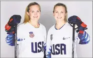  ?? Mike Ehrmann / Getty Images ?? Twin sisters Monique Lamoureux-Morando, left, and Jocelyne Lamoureux-Davidson will again play for the USA women’s hockey team at the 2018 Pyeongchan­g Games.