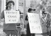  ?? RYAN CALLIHAN rcallihan@bradenton.com ?? Protesters in Bradenton in 2021 condemned a Florida bill barring transgende­r athletes from women’s and girls’ scholastic sports. The Florida Department of Health now opposes gender-affirming medical care.