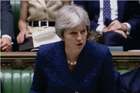  ?? FOTO: TT/AP/
PARLIAMENT­ARY RECORDING UNIT ?? Storbritan­niens premiärmin­ister Theresa May i parlamente­t.