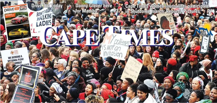  ?? Picture:Ayanda Ndamane/ African News Agency (ANA) ?? SHOWING STRENGTH: Women protest in #TheTotalSh­utdown march against gender-based violence in the city yesterday.