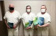  ?? PHOTO PROVIDED ?? Rick Dixon, Douglas Griffith and Brian Tapia meet weekly to hold themselves and each other accountabl­e through their recovery process. Tapia, who was inspired to initiate the program while reading from his Life Recovery Bible, wrote his personal reflection. “Powerless and Unmanageab­le” which can be read on page A4