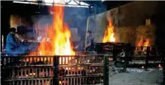  ?? Reuters ?? ■
Funeral pyres of people who died from the coronaviru­s at a crematoriu­m in Ahmedabad.