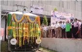  ??  ?? Ghanshyam Singh, member Traction and ex- officio secretary to the ministry of railways, flags off the BHEL- manufactur­ed locomotive from its Jhansi plant on Monday. BHEL chairman &amp; managing director Atul Sobti was also present on the occasion.