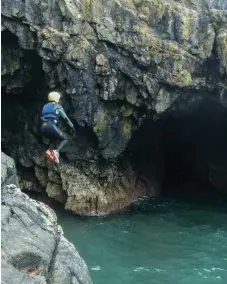  ??  ?? The first cliff dive starts us off small to test our nerves and ability. By the second jump, most are raring to go.