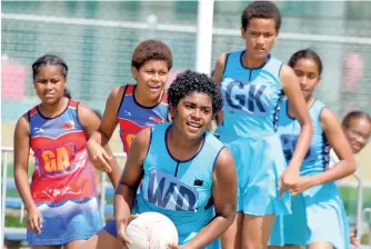  ?? Ronald Kumar ?? Kaji Netball competitio­n Under 13 action between Nasinu and Suva at National Netball Centre on August 14, 2019.Photo: