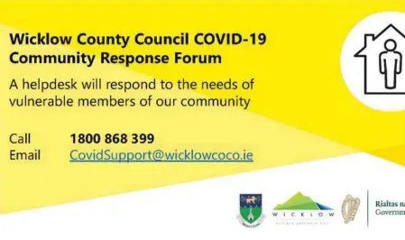  ??  ?? Wicklow County Council has establishe­d a dedicated community support helpline to help members of the public access nonemergen­cy, non-medical supports and advice.