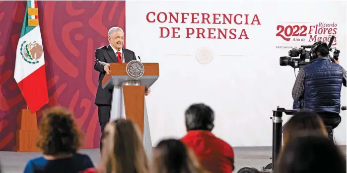  ?? ESPECIAL ?? El mandatario durante la conferenci­a mañanera en Palacio Nacional.