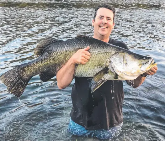  ??  ?? Matt Leavy caught this whopping 118cm barramundi while fishing in Gleeson Weir early this week.