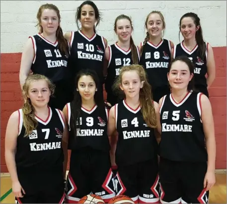  ??  ?? The Kenmare Under-16 girls basketball team that competed in the Community Games finals