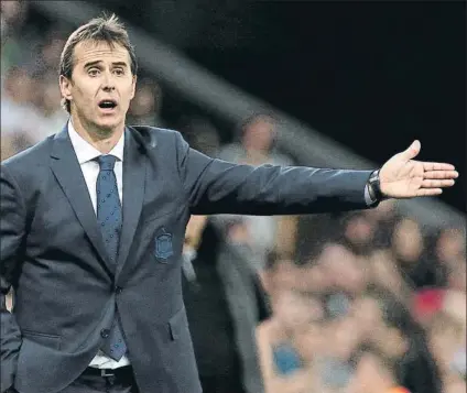  ?? FOTO: AP ?? Julen Lopetegui durante el España-Túnez de ayer El selecciona­dor español sacó conclusion­es positivas pese a la imagen ofrecida