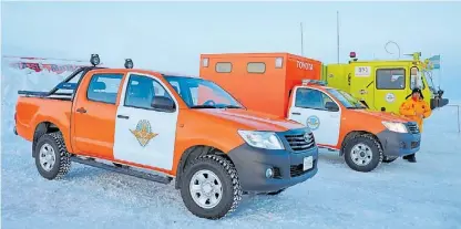  ??  ?? Uso extremo. En la Base Marambio de la Antártida Argentina, además de vehículos de nieve se usan Hilux.