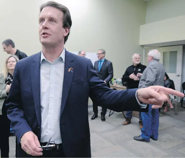  ?? BRYAN SCHLOSSER ?? Michael Fougere was re-elected mayor of Regina Wednesday night. “We get back to work tomorrow. We begin the agenda for the new council coming up,” he said after the win.