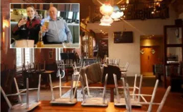  ?? FOTO'S REUTERS, RR ?? De stoelen staan op de tafels in The Mill, de pub die Sergei en Yulia Skripal (inzet) bezochten voor hun vergiftigi­ng aan het licht kwam.