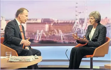  ??  ?? EVASIVE: The Prime Minister refused to answer Andrew Marr’s questions on Sunday