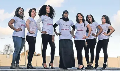  ?? Pictures: Pa/kris Miller. ?? From left: Soky Malaka, Taya Simakova, Vanessa Manunga, Ifrah Ahmed, Zhiyan Karimi, Muwa Malaka and Klaudia Okros at the launch of #METOOFGM, a worldwide social media campaign against female genital mutilation in Dublin, Ireland. Below: Caroline...