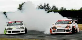  ??  ?? Winner Daniel Currie leads Brogan Mooney in round three of the Drift South series at Levels Raceway on Saturday.