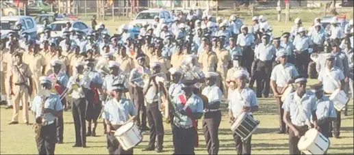  ??  ?? The Beating of the Retreat being performed by the force’s military band on Wednesday