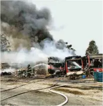  ?? Divulgação/bombeiros ?? Mais de 40 ônibus foram atingidos por um incêndio em um pátio de veículos na zona leste