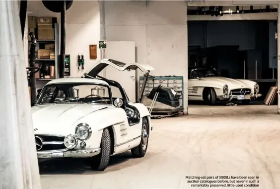  ??  ?? Matching-set pairs of 300SLS have been seen in auction catalogues before, but never in such a remarkably preserved, little-used condition