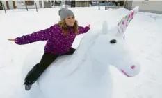  ??  ?? Emma aus Langerring­en hat mit ihren Eltern dieses Einhorn gebaut.