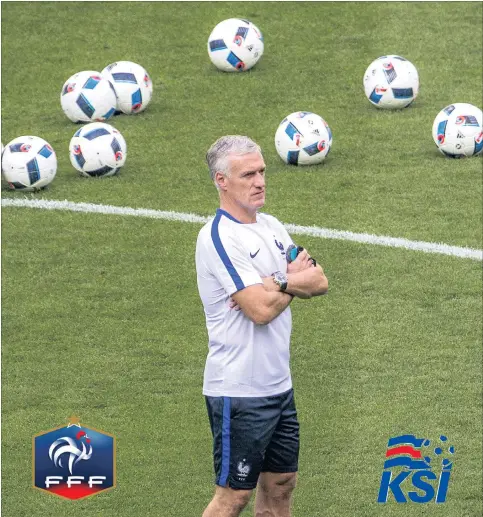  ??  ?? NAPOLEONIC: France head coach Didier Deschamps during a training session at the Stade de France in Saint-Denis.