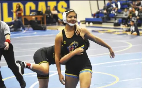  ?? PHOTO AARON BODUS ?? Brawley’s Savannah Gomez at the Queen of the Mat tournament in January.