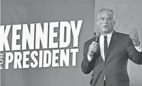  ?? MARIO TAMA/GETTY IMAGES FILE ?? Seven months from the election, Robert F. Kennedy Jr. has the support of 12% of likely voters, according to a RealClearP­olitics poll average – not enough to make him a serious contender but more than enough to swing battlegrou­nd states.