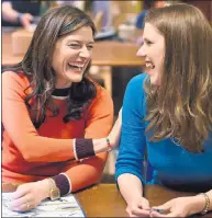  ??  ?? LIBERALS: Miriam Gonzales Durantez, wife of Nick Clegg, and Jo Swinson visited the engineerin­g business Scottoiler firm in Milngavie, outside Glasgow.