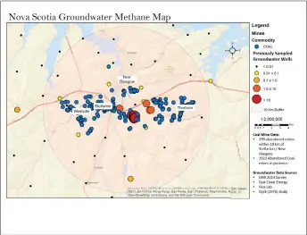  ?? SUBMITTED ?? This map shows abandoned mine sites in the Stellarton and New Glasgow areas. The Gas Seepage Project will test groundwate­r near the sites.