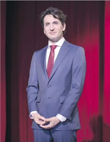  ?? DARIO AYALA FOR NATIONAL POST ?? A wax statue of Prime Minister Justin Trudeau is pictured before its official unveiling at Montreal’s Grévin Museum on Tuesday. A jury of 10 Quebec media personalit­ies chose Trudeau as the Canadian celebrity addition this year.