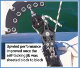  ??  ?? Upwind performanc­e improved once the self-tacking jib was sheeted block to block