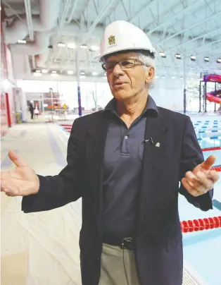  ?? JOHN MAHONEY FILES ?? Dorval Mayor Edgar Rouleau says the opening of the Dorval Aquatic and Sports Complex in 2015 is one of his proudest accomplish­ments. Rouleau will not seek another term in November.