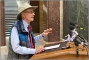  ?? TODD RICHMOND FILE — THE ASSOCIATED PRESS ?? Wisconsin Secretary of State Doug La Follette speaks at the state Capitol in Madison, Wis.