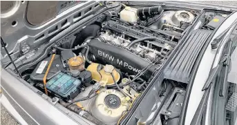  ??  ?? BMW’S inline six-cylinder engine under the hood of Burt Malan’s 1989 M6. In North American cars, this powerplant was fitted with a catalytic converter and made 256 horsepower.