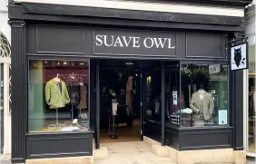  ??  ?? Tony Harvey and the Suave Owl shop in Milsom Street, Bath