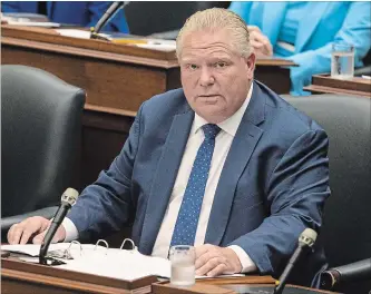  ?? CHRIS YOUNG THE CANADIAN PRESS ?? Doug Ford attends Question Period at the Ontario Legislatur­e in Toronto on Wednesday.