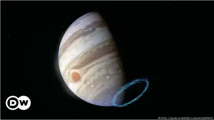  ??  ?? Representa­ción de la Agencia Espacial Europea del viento de la atmósfera de Júpiter.