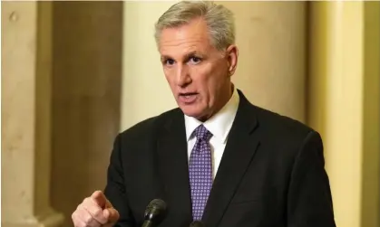  ?? Photograph: REX/Shuttersto­ck ?? Speaker of the House Kevin McCarthy holds an evening press conference in the US Capitol.