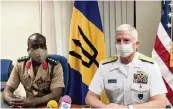  ?? JACQUELINE CHARLES jcharles@miamiheral­d.com ?? Colonel Glyne Grannum, outgoing chief of staff of the Barbados Defense Force, left, and U.S. Southern Command U.S. Navy Adm. Craig Faller in Barbados.